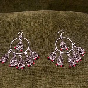 Dangle earrings- multicolored and large loop